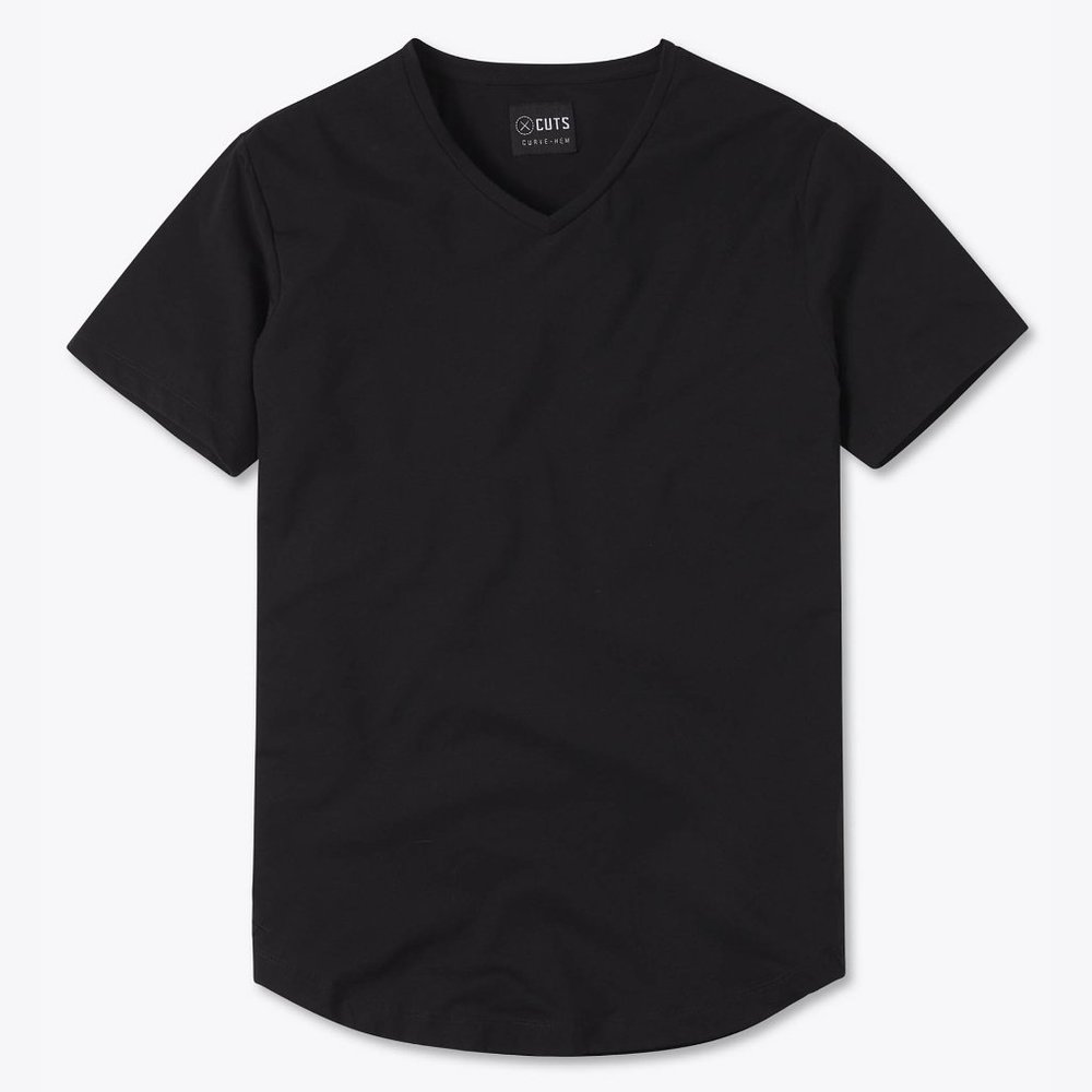 Cuts Clothing AO V-Neck Curve-Hem tee - Black